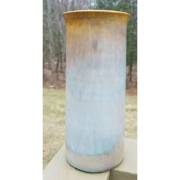 Zaalberg Holland Cylinder Vase Vintage mid century modern MCM Meindert Blue Tan - Picture 2 of 9